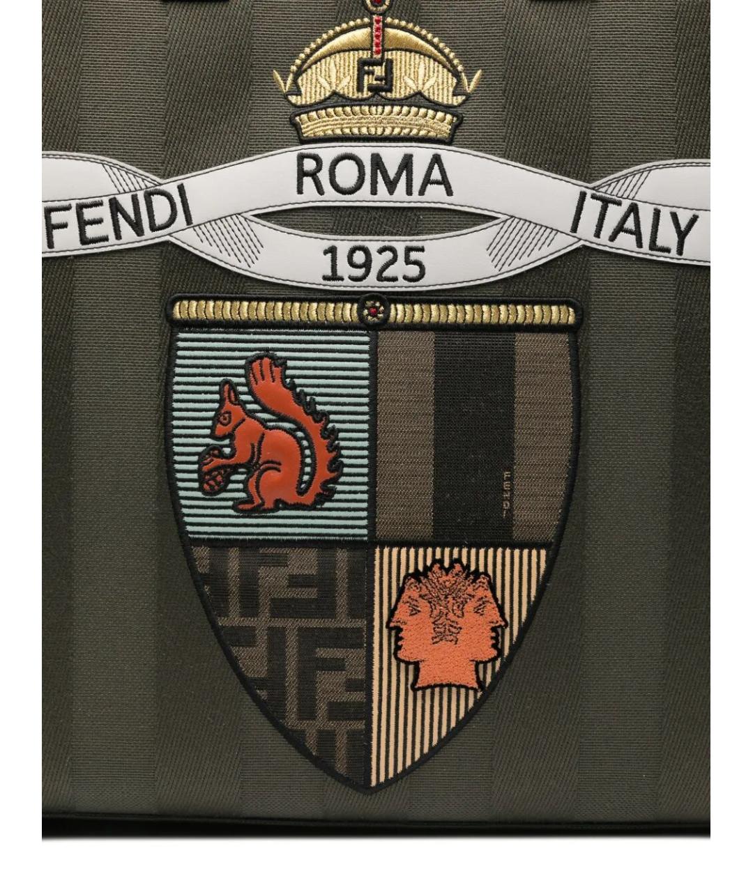 FENDI Хаки тканевая сумка тоут, фото 4