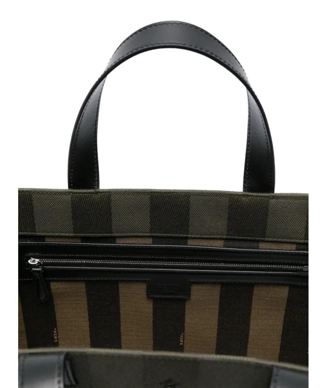 FENDI Хаки тканевая сумка тоут, фото 5