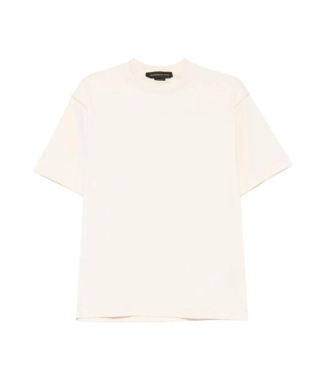FEDERICO CINA Бежевая хлопковая футболка, фото 1