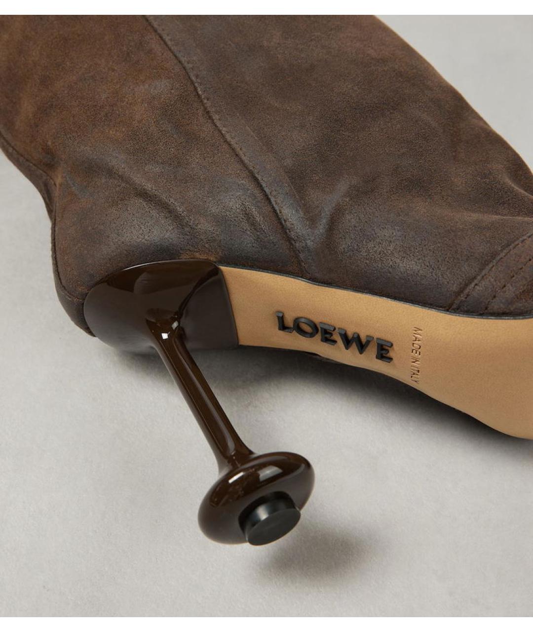 LOEWE Коричневые замшевые ботфорты, фото 7