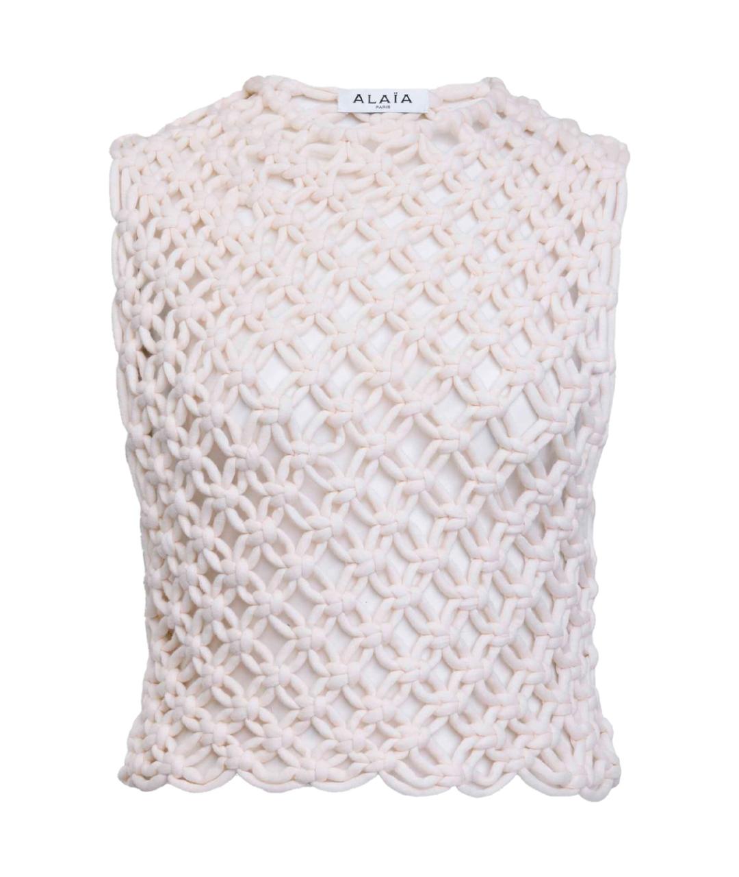 ALAIA Бежевая хлопко-эластановая майка, фото 1