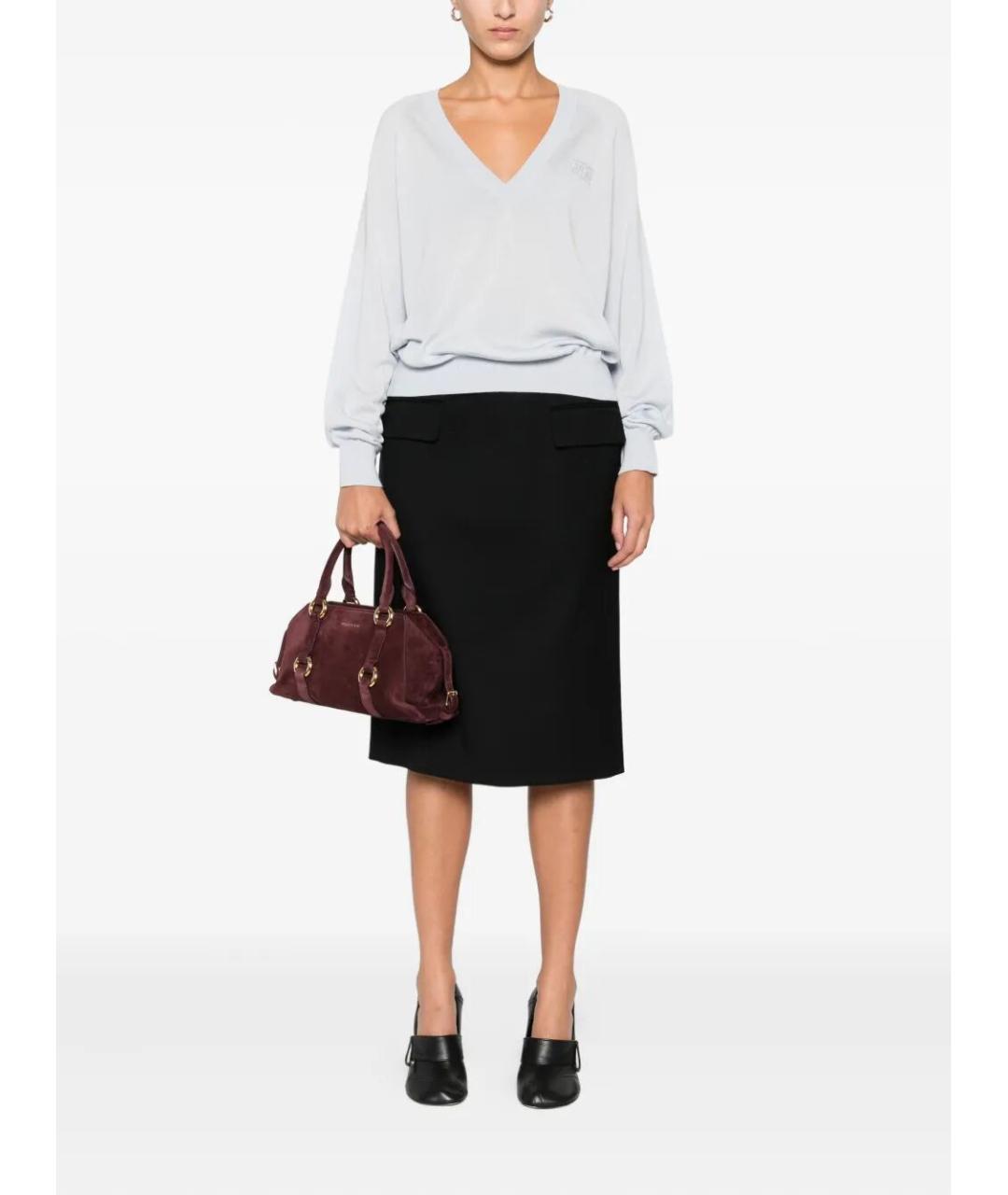 ELISABETTA FRANCHI Голубой шерстяной джемпер / свитер, фото 4