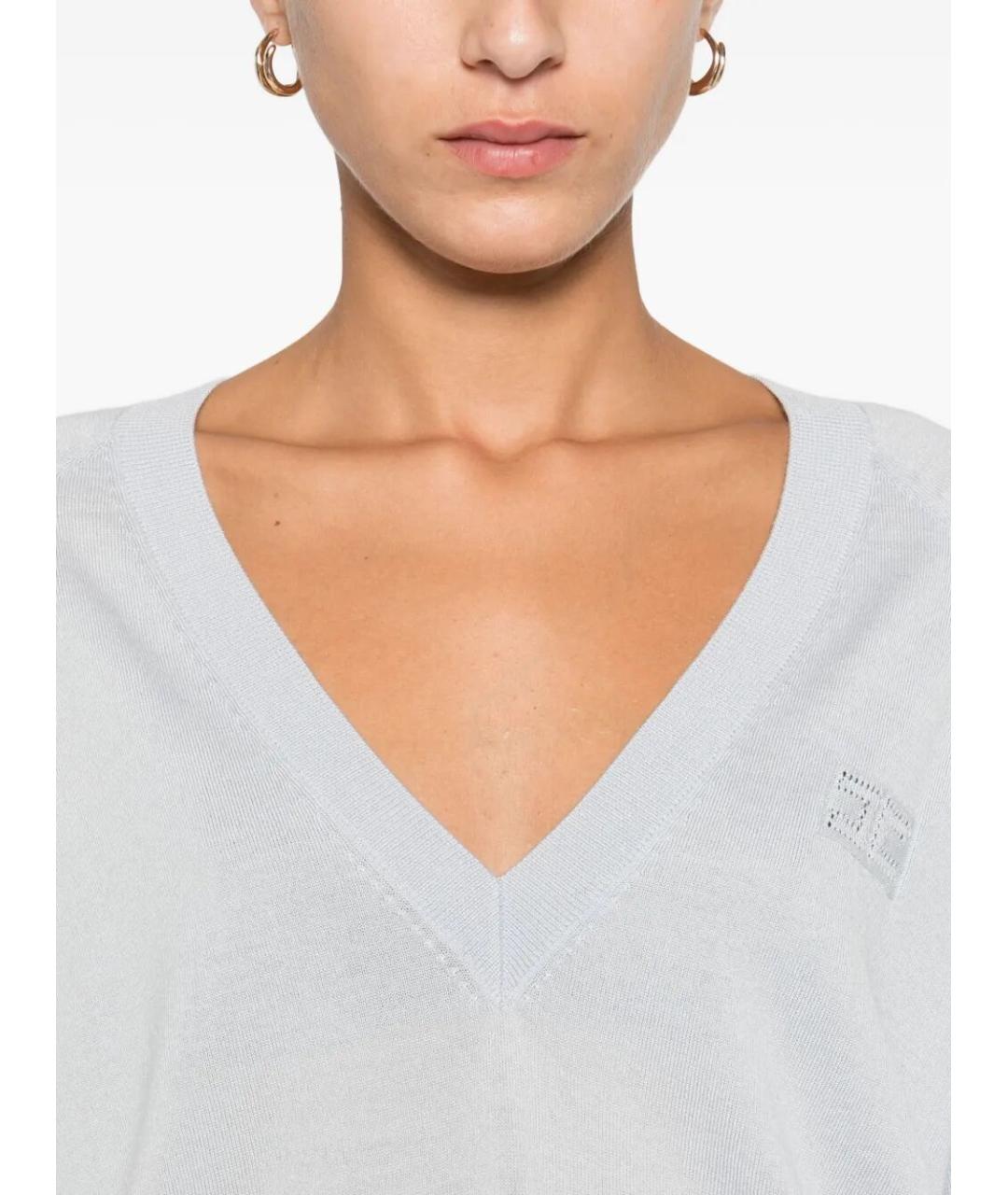 ELISABETTA FRANCHI Голубой шерстяной джемпер / свитер, фото 5