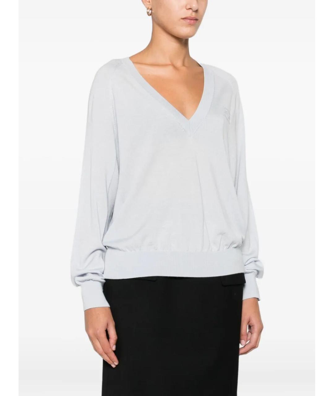 ELISABETTA FRANCHI Голубой шерстяной джемпер / свитер, фото 2