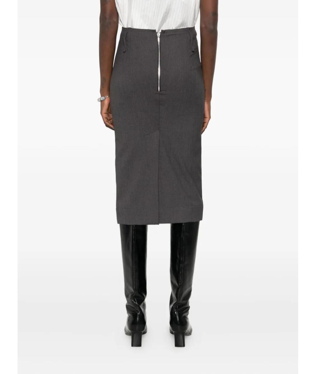 FEDERICO CINA Серая полиэстеровая юбка миди, фото 3