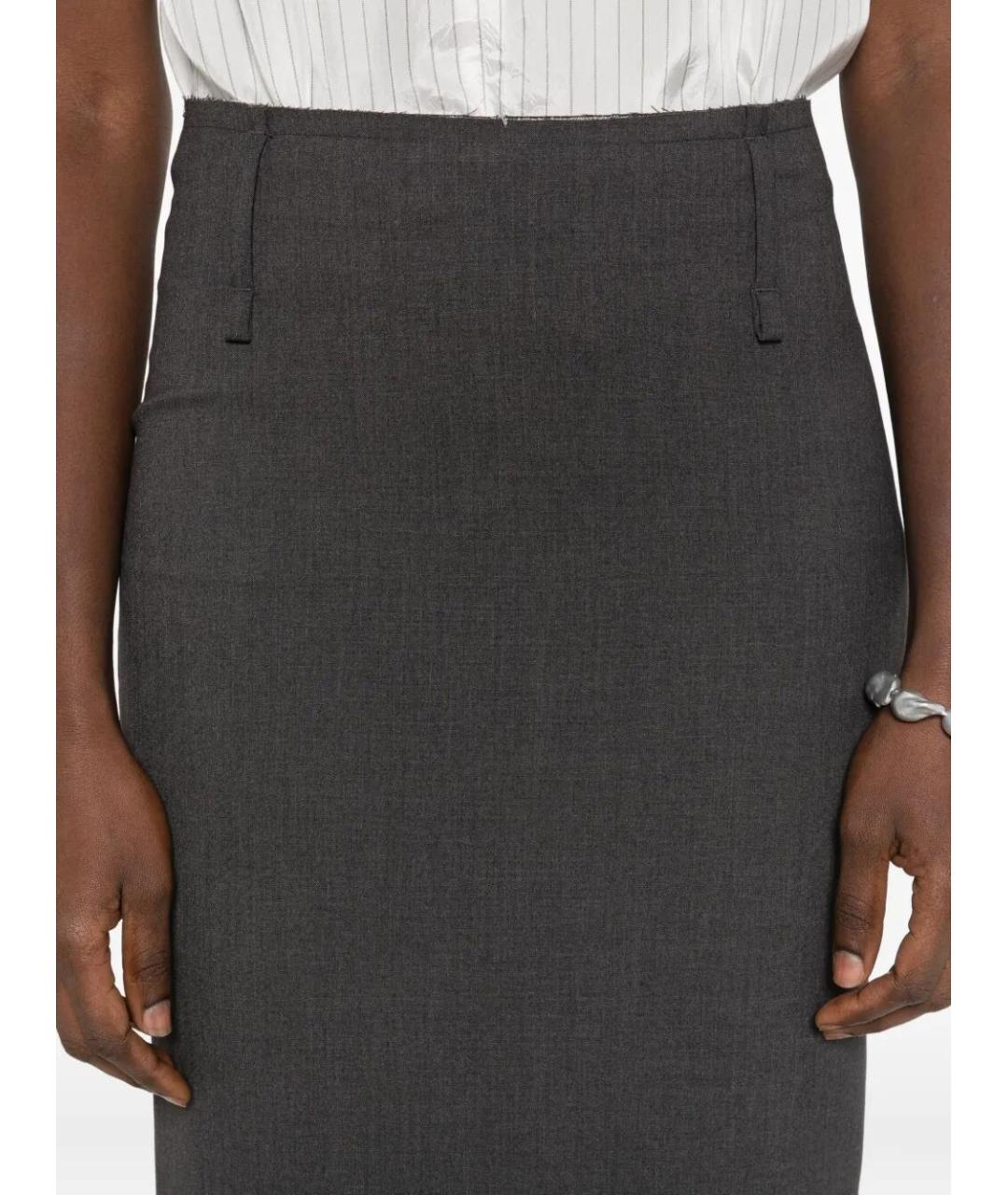 FEDERICO CINA Серая полиэстеровая юбка миди, фото 4