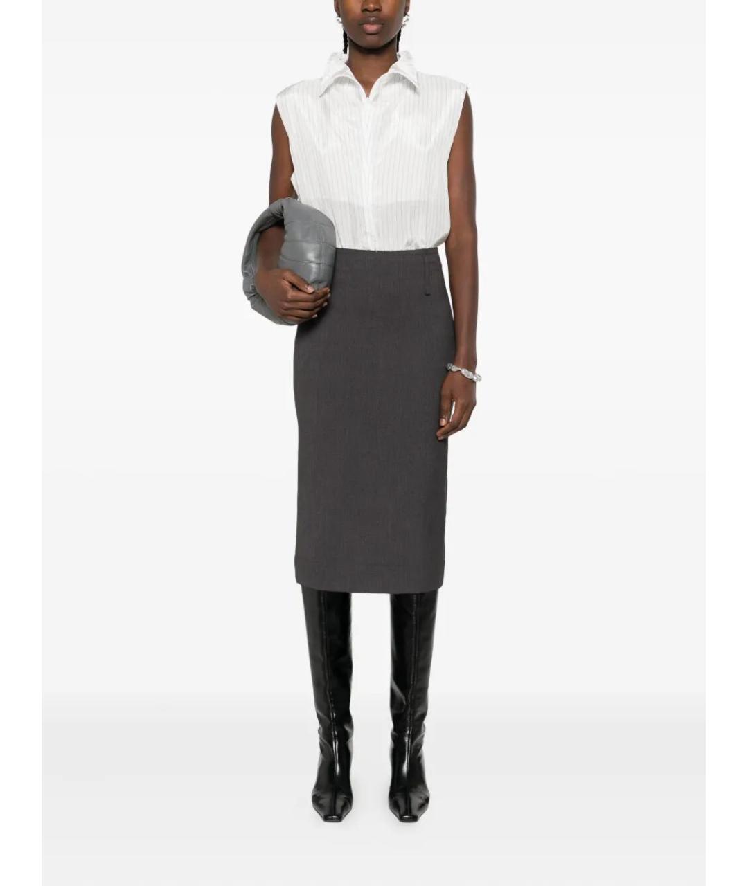 FEDERICO CINA Серая полиэстеровая юбка миди, фото 2