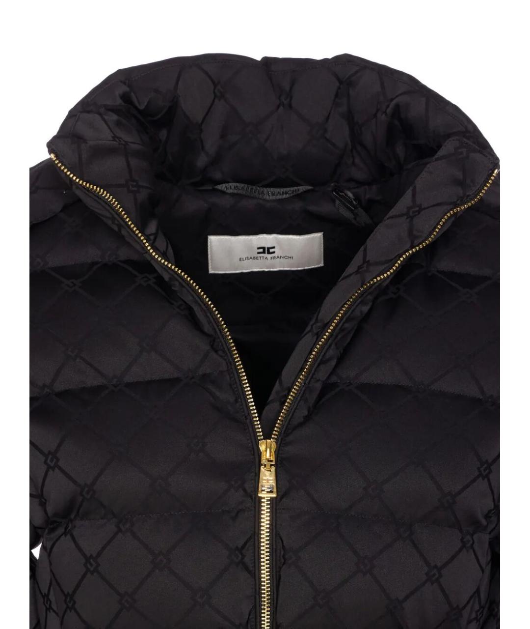 ELISABETTA FRANCHI Черный полиэстеровый пуховик, фото 2