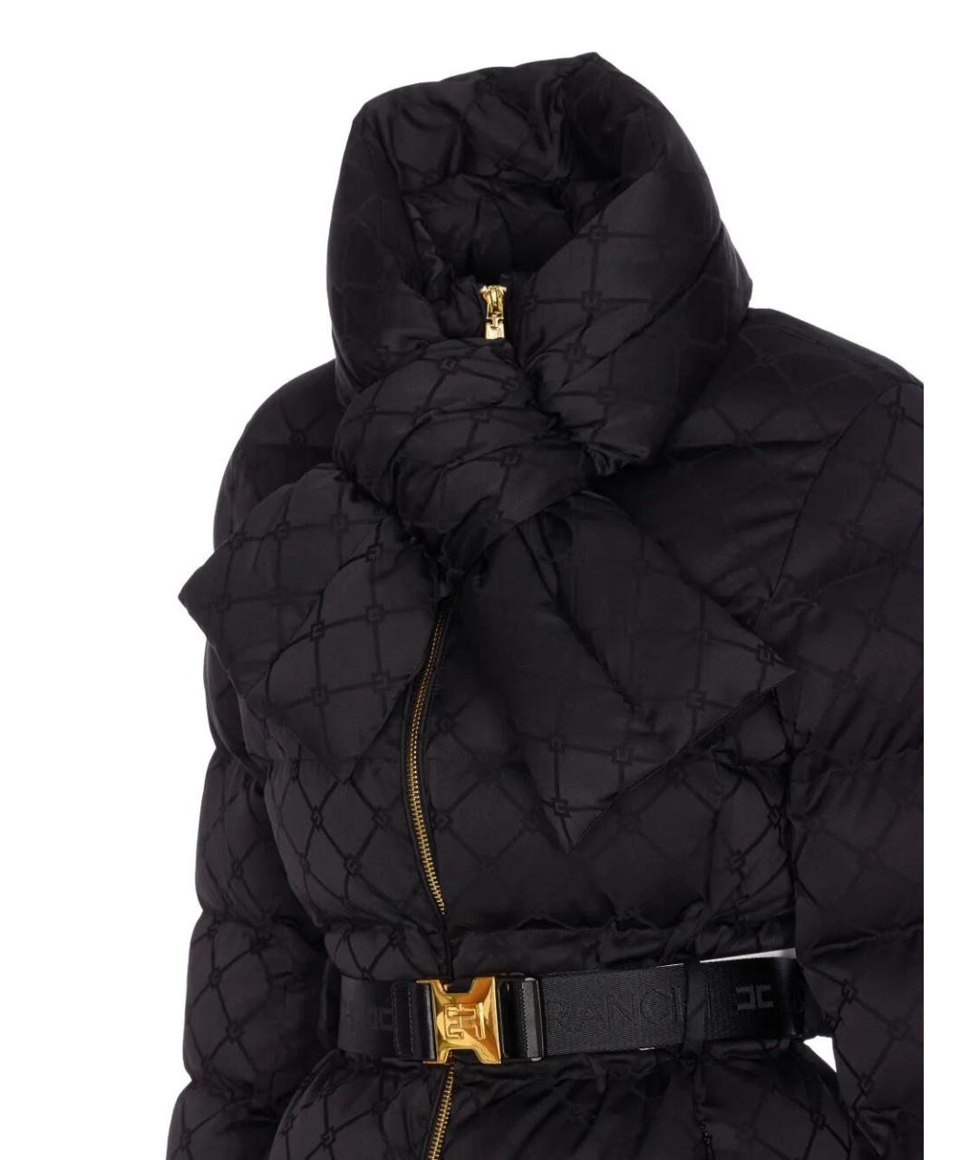 ELISABETTA FRANCHI Черный полиэстеровый пуховик, фото 3