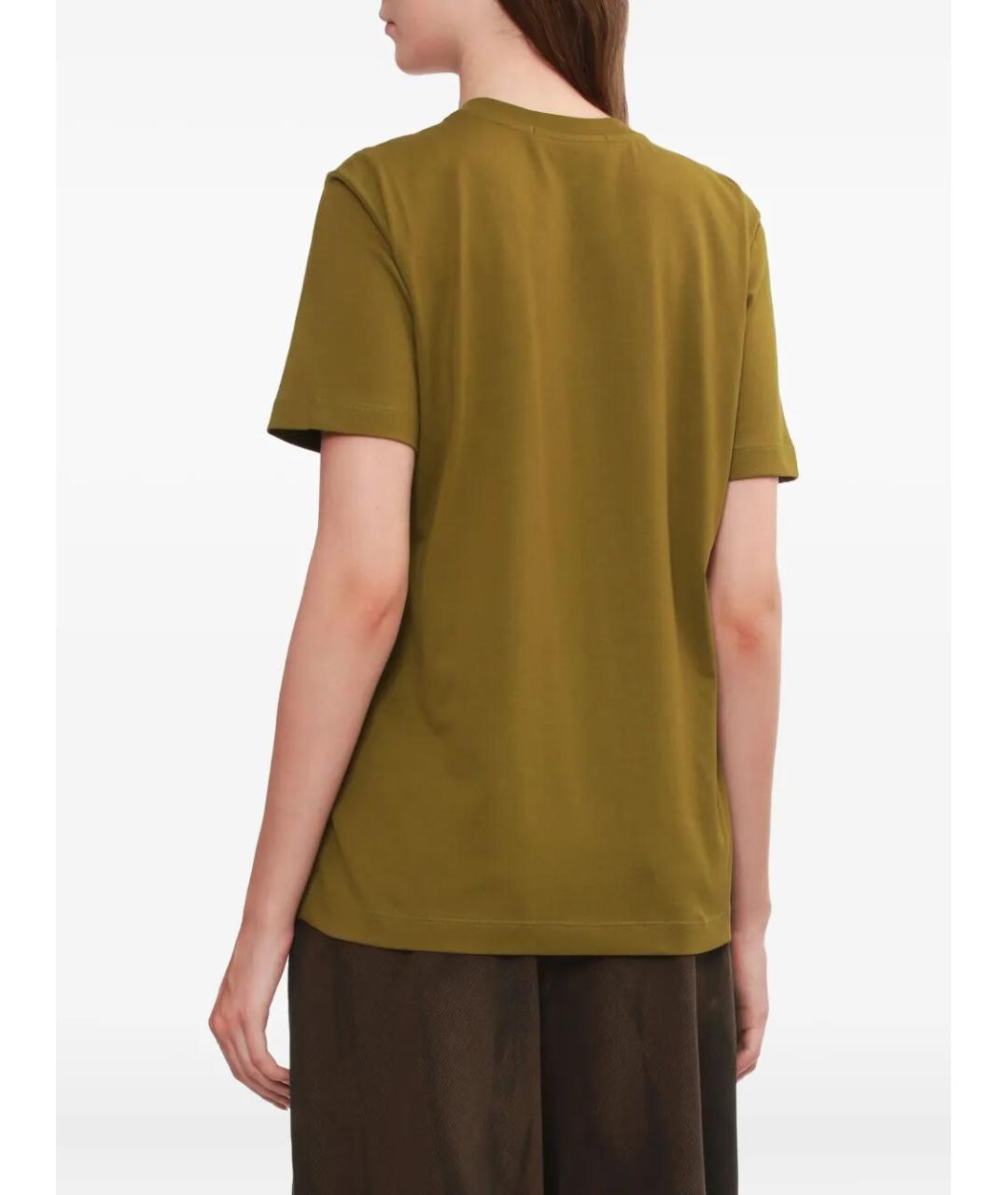 MSGM Хаки хлопковая футболка, фото 3