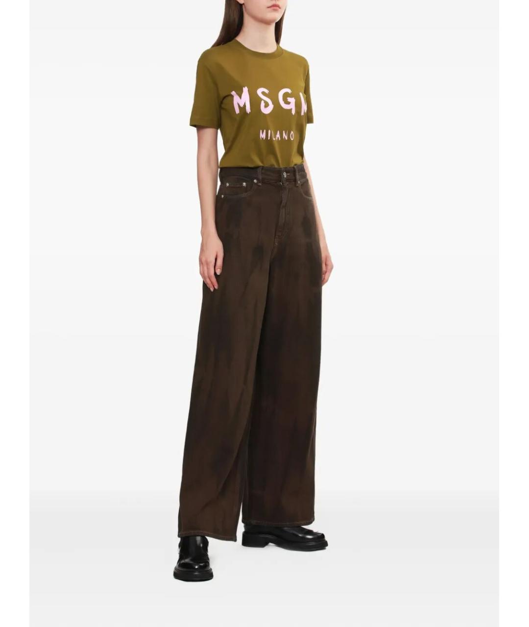 MSGM Хаки хлопковая футболка, фото 4