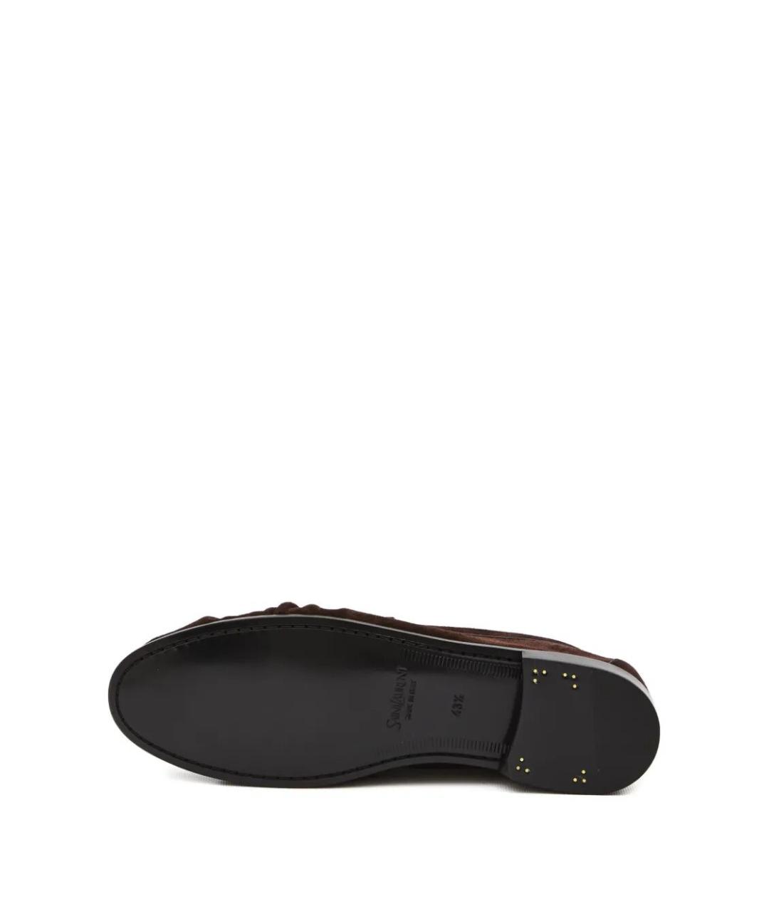 SAINT LAURENT Коричневые замшевые лоферы, фото 5