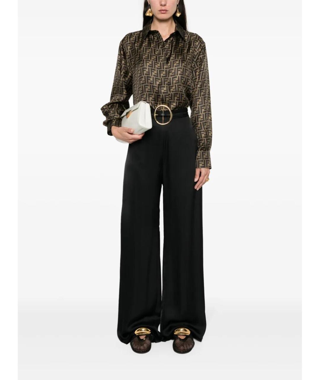 FENDI Коричневая шелковая рубашка, фото 4