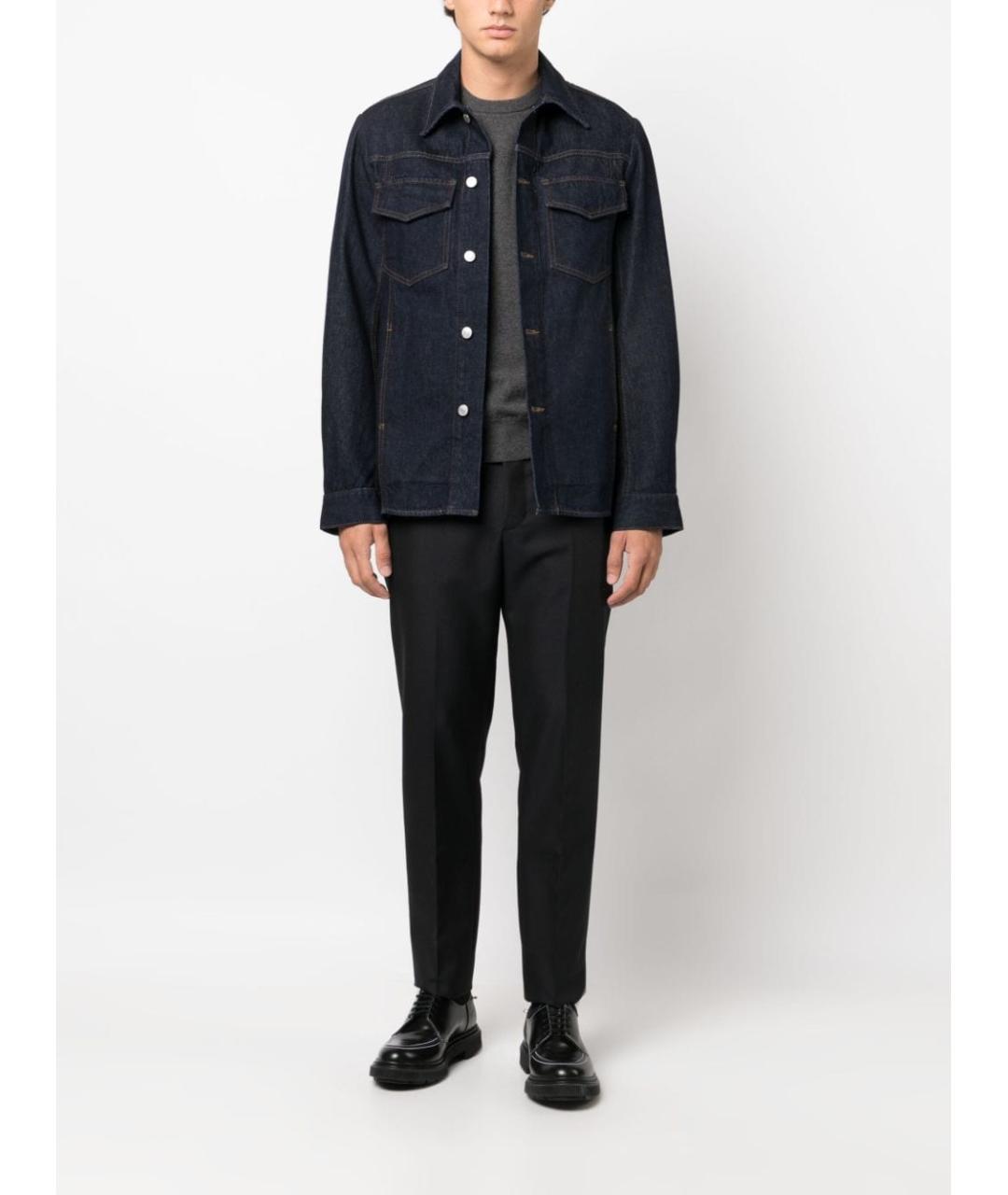 PRADA Темно-синие шерстяные повседневные брюки, фото 4