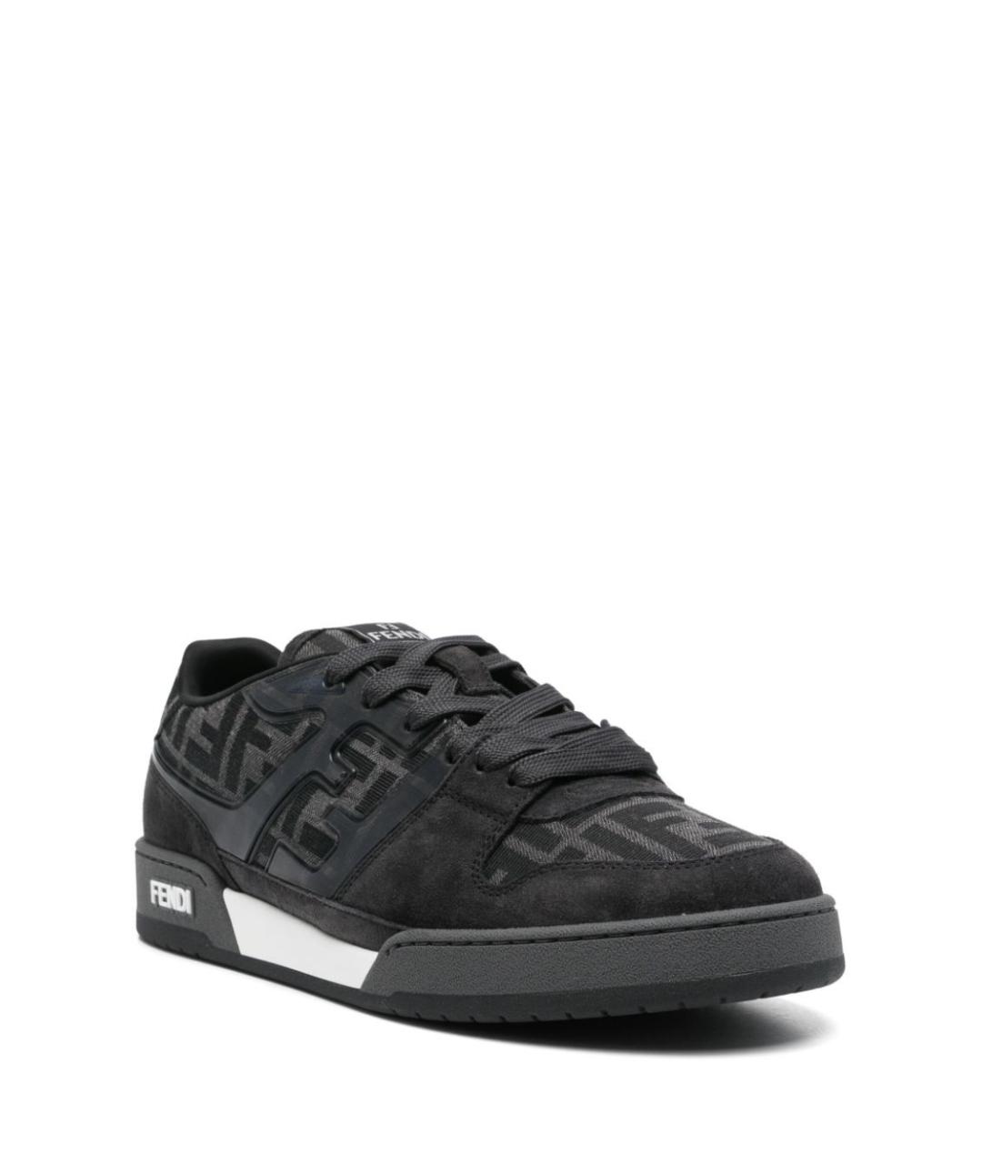 FENDI Антрацитовые текстильные низкие кроссовки / кеды, фото 2