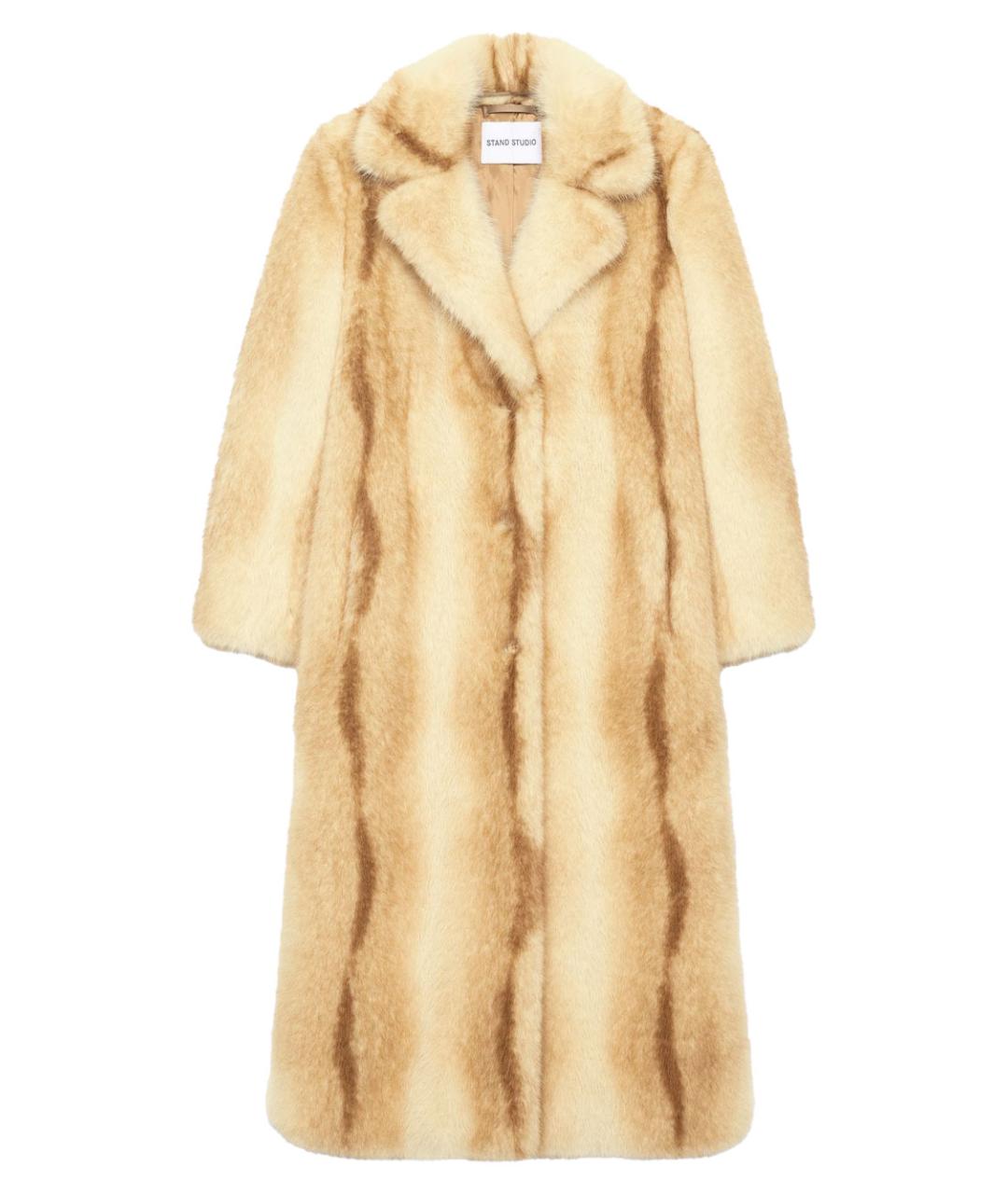 STAND STUDIO Бежевая полиэстеровая шуба, фото 1