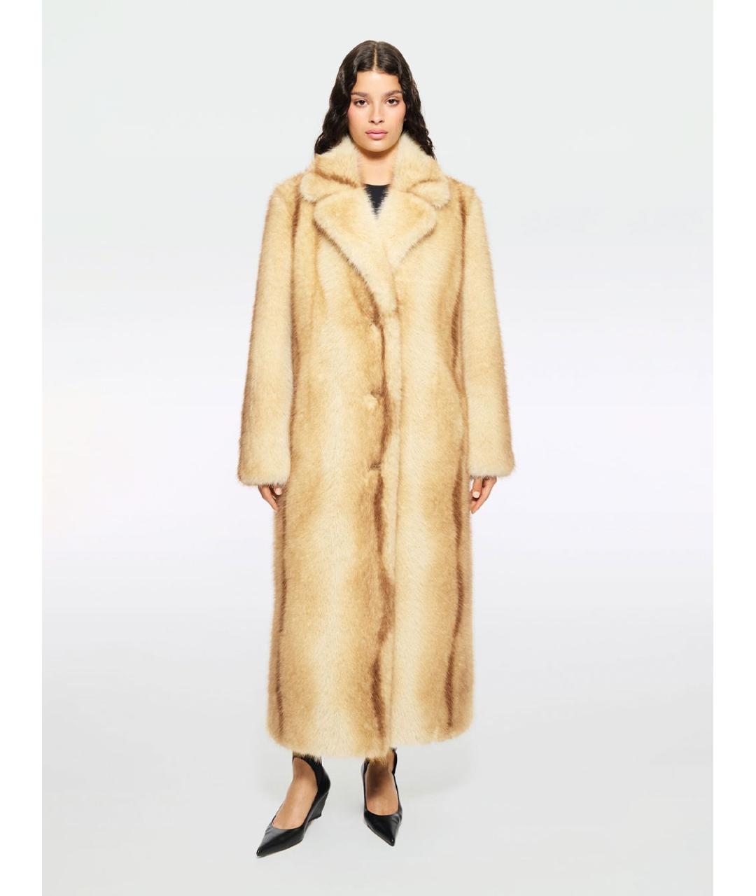 STAND STUDIO Бежевая полиэстеровая шуба, фото 2