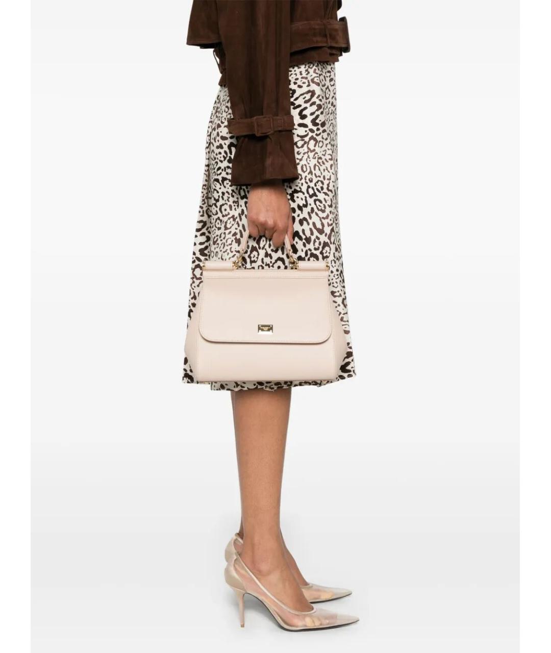 DOLCE&GABBANA Розовая кожаная сумка тоут, фото 2