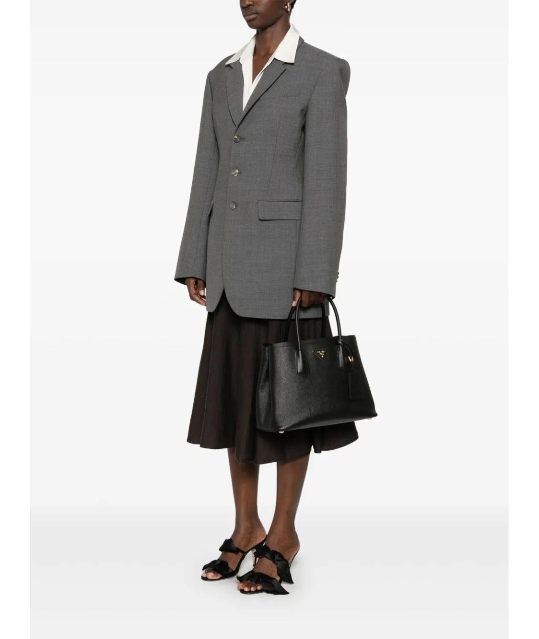 PRADA Черная кожаная сумка тоут, фото 2