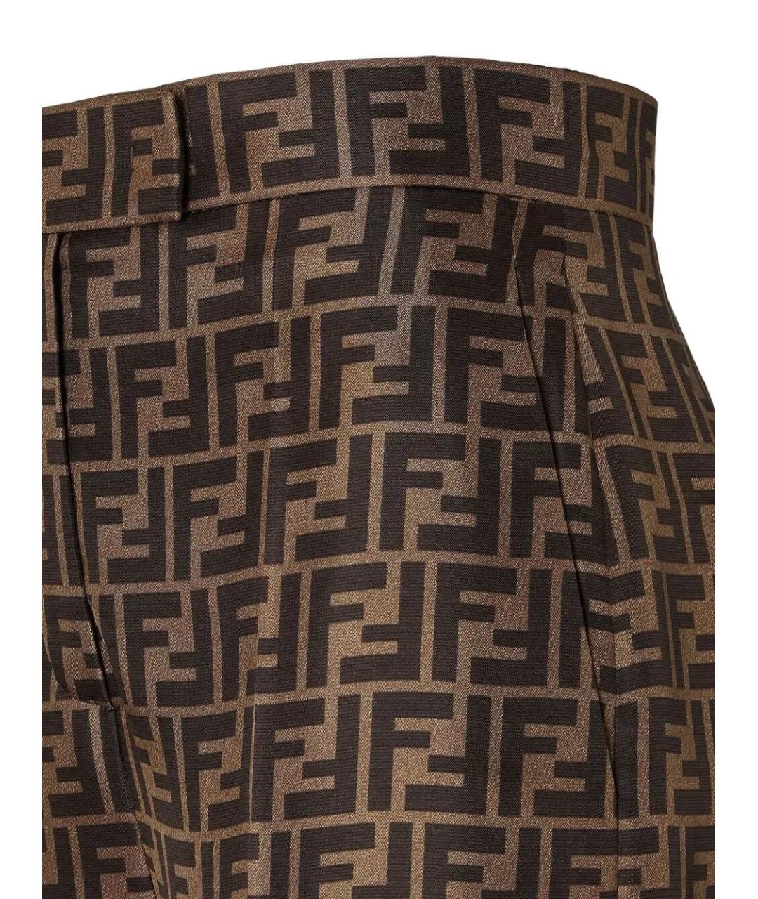 FENDI Коричневые шелковые брюки широкие, фото 3