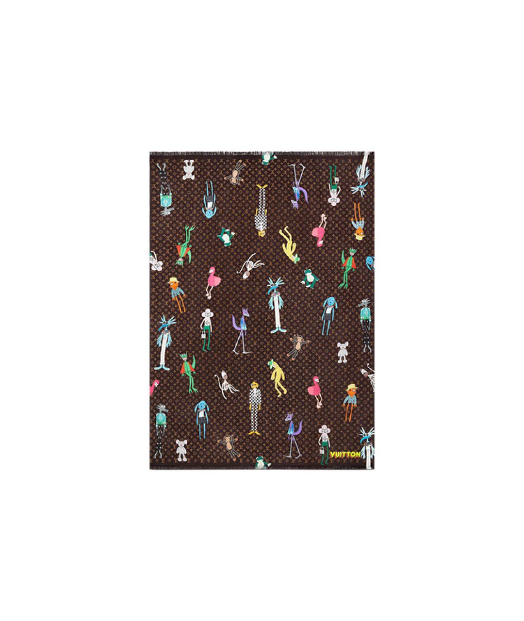 LOUIS VUITTON Коричневый шерстяной шарф, фото 3