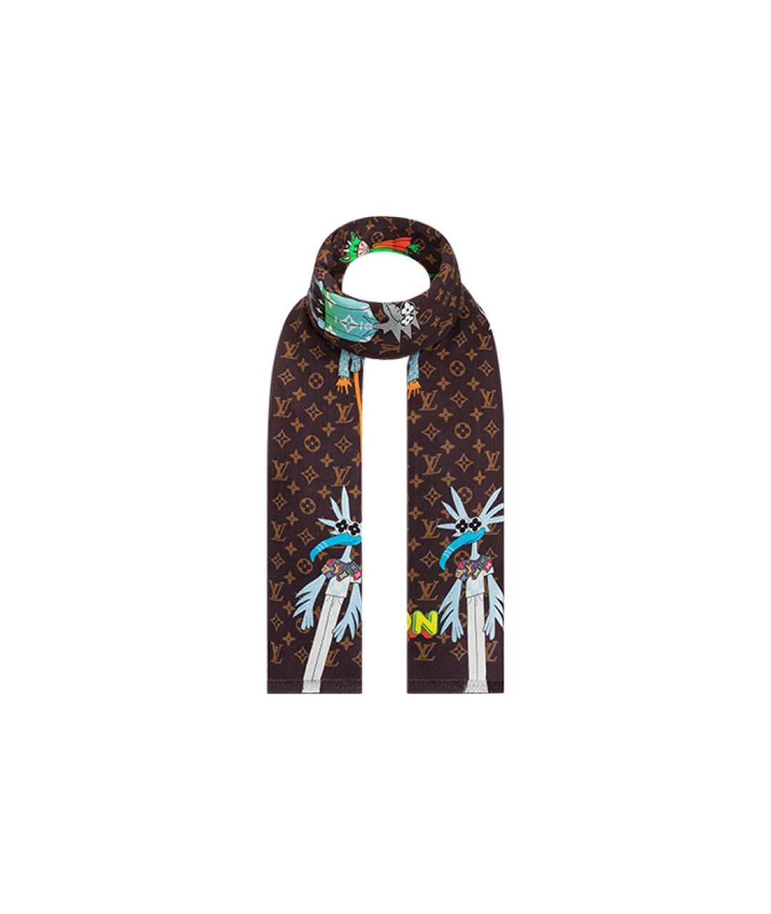 LOUIS VUITTON Коричневый шерстяной шарф, фото 2