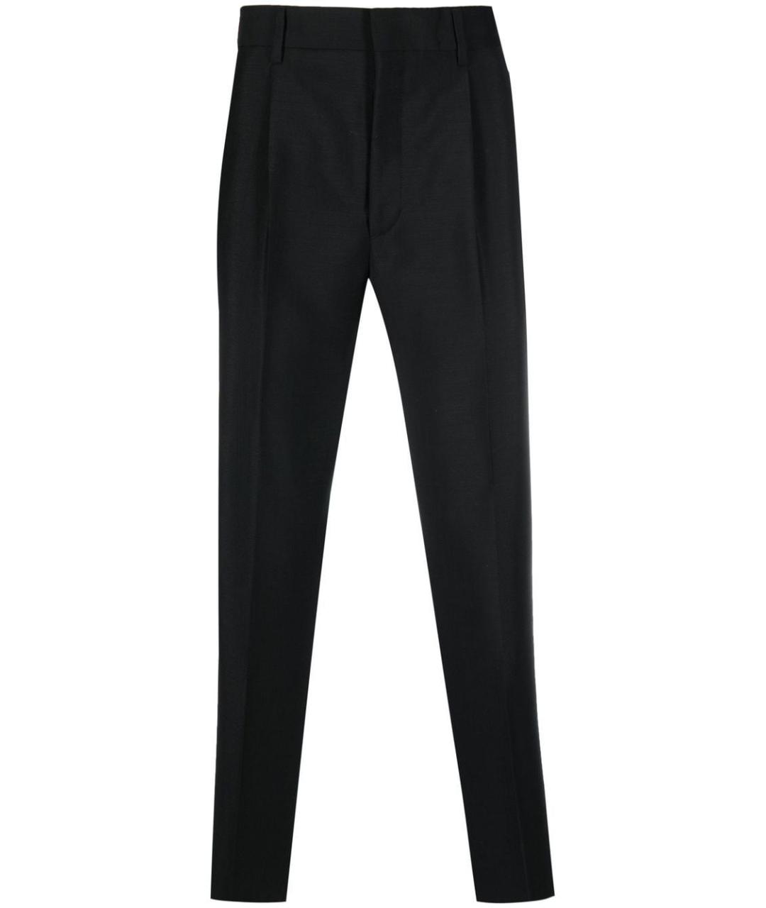 PRADA Черные шерстяные повседневные брюки, фото 1