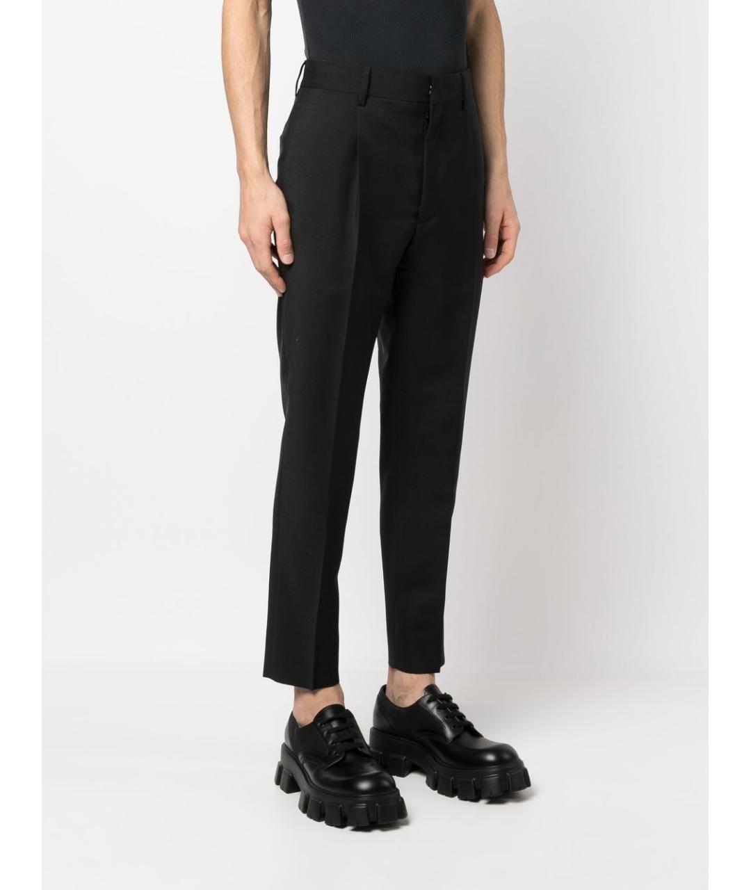PRADA Черные шерстяные повседневные брюки, фото 3