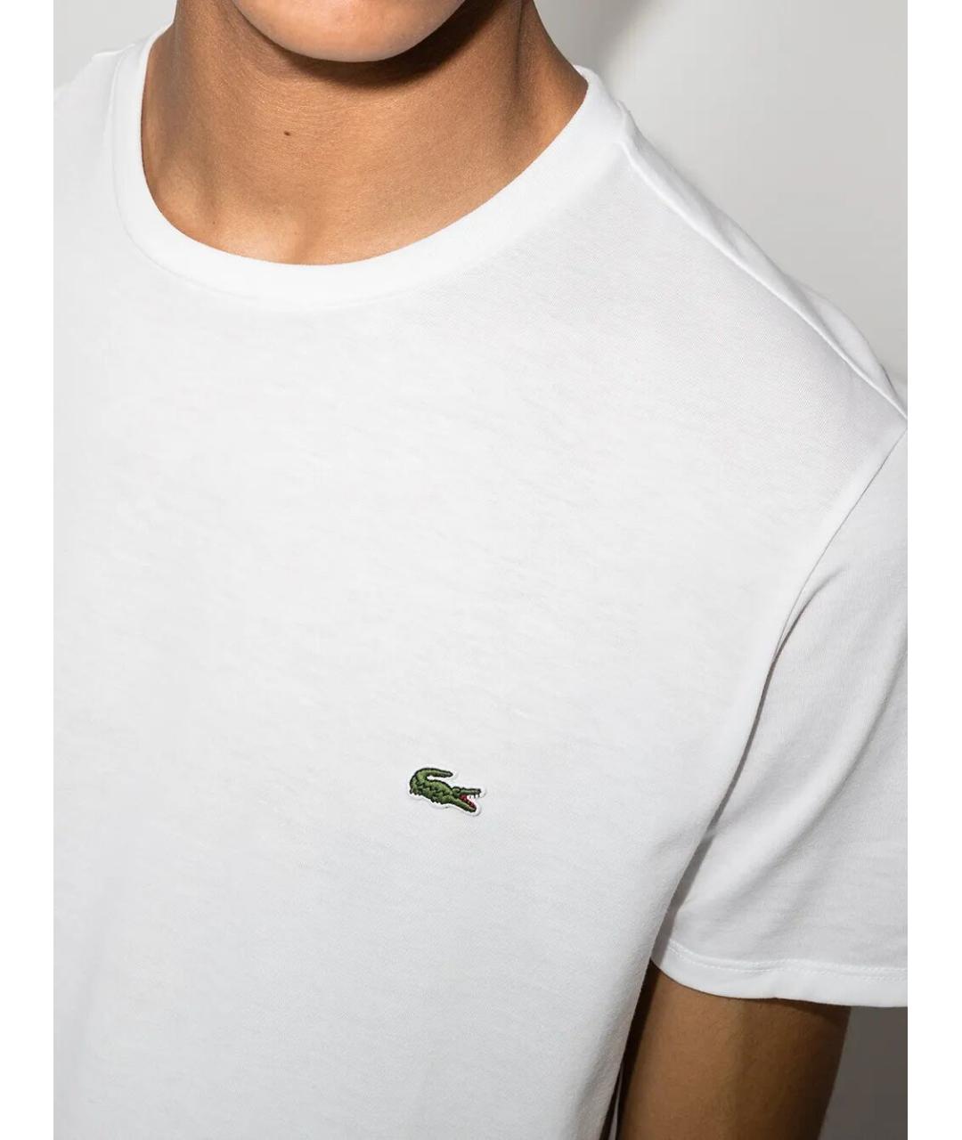 LACOSTE Белая хлопковая футболка, фото 5