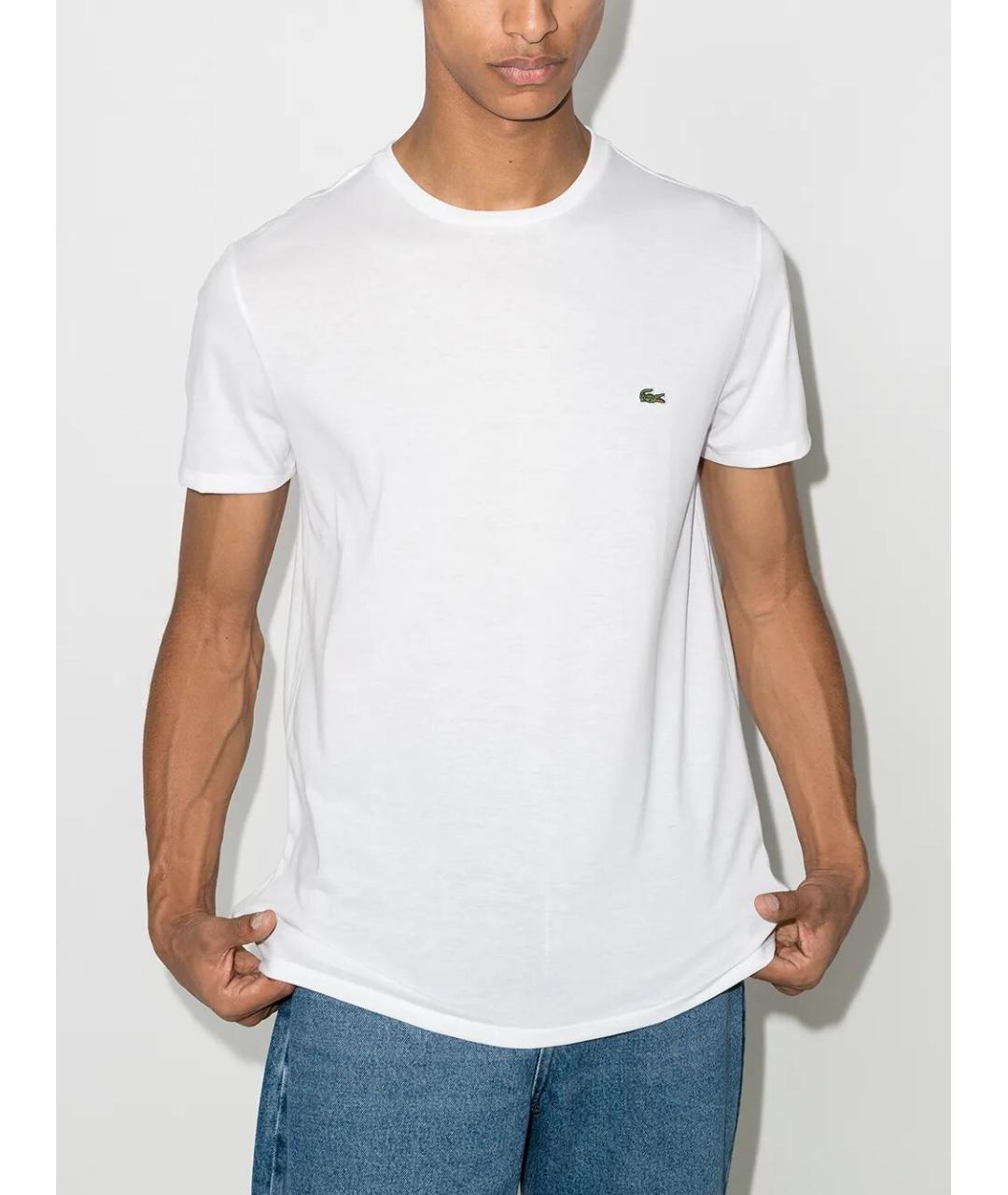 LACOSTE Белая хлопковая футболка, фото 2
