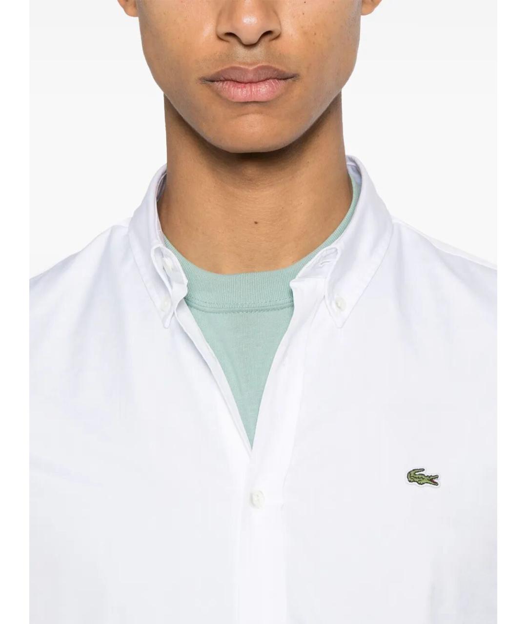LACOSTE Белая хлопковая кэжуал рубашка, фото 4