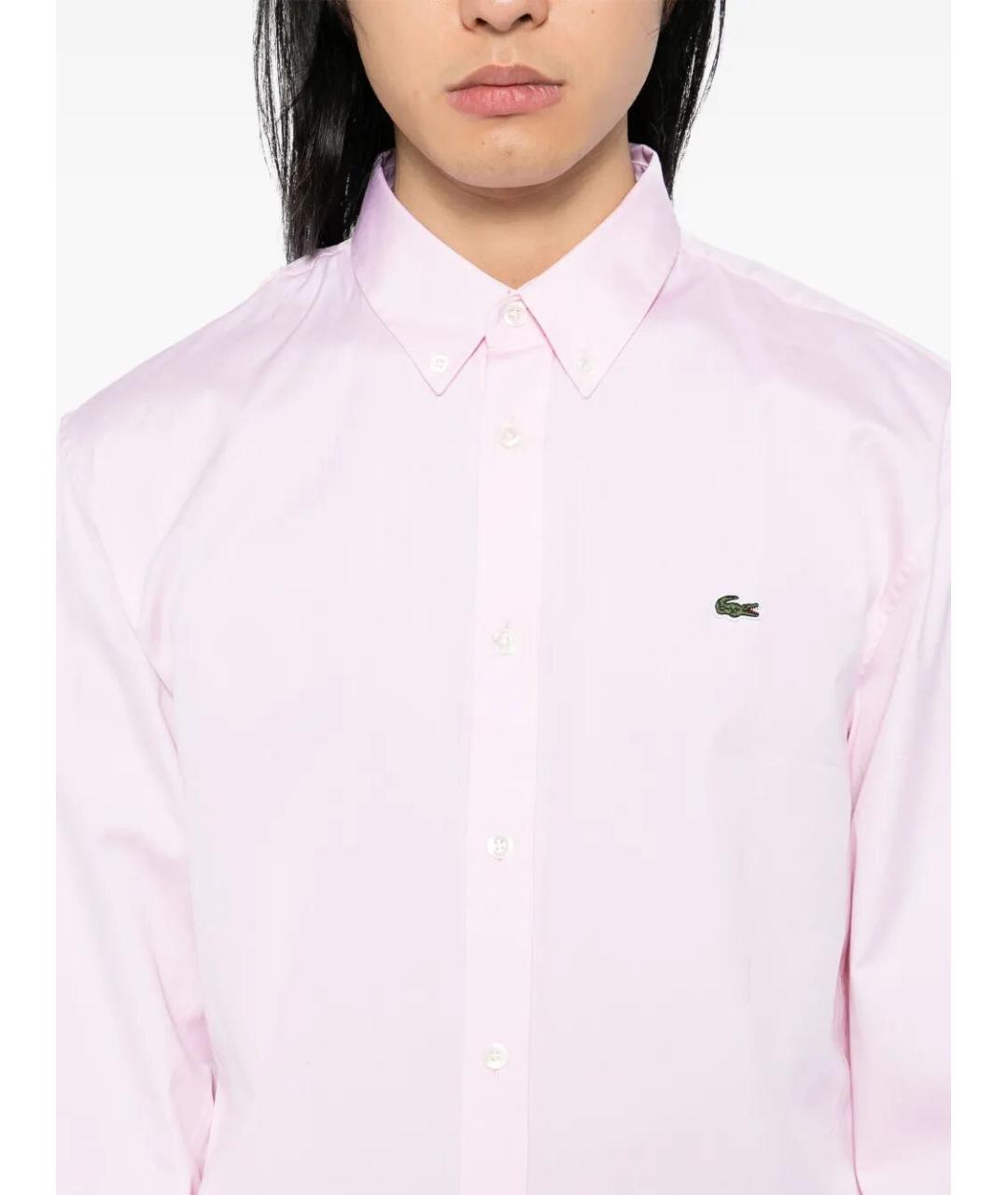 LACOSTE Розовая хлопковая кэжуал рубашка, фото 3