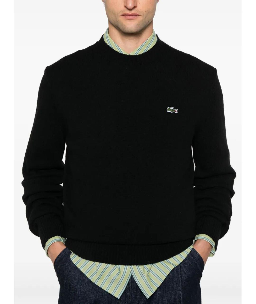 LACOSTE Черный шерстяной джемпер / свитер, фото 3