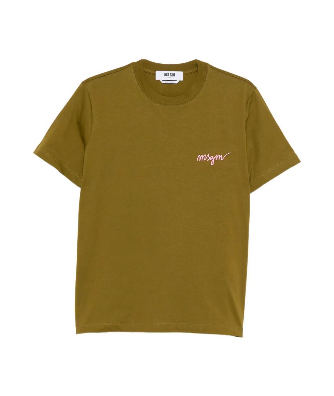 MSGM Зеленая хлопковая футболка, фото 1