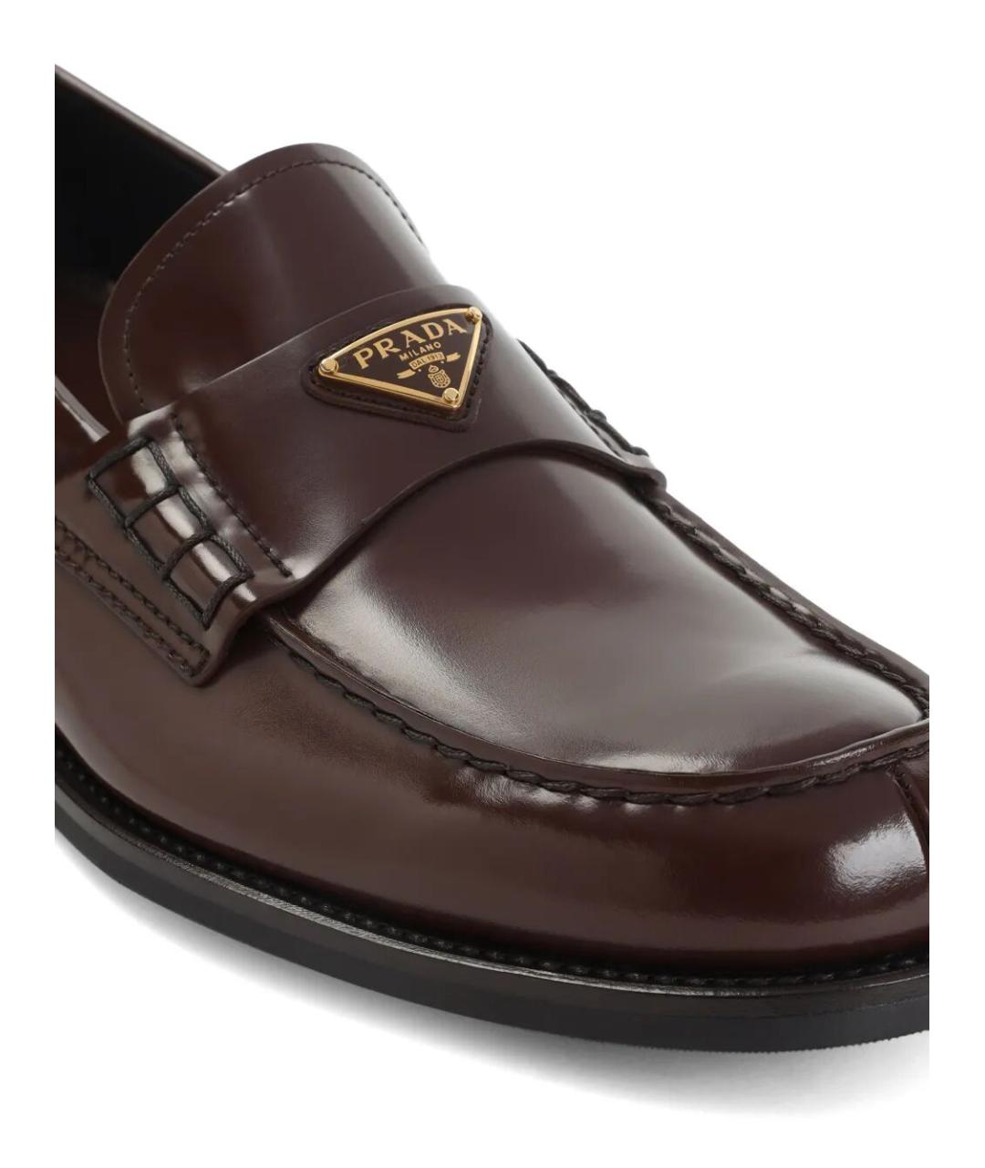 PRADA Коричневые кожаные лоферы, фото 3