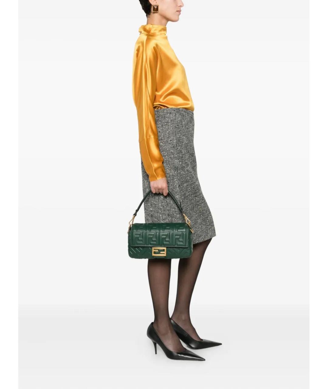 FENDI Зеленая кожаная сумка через плечо, фото 2