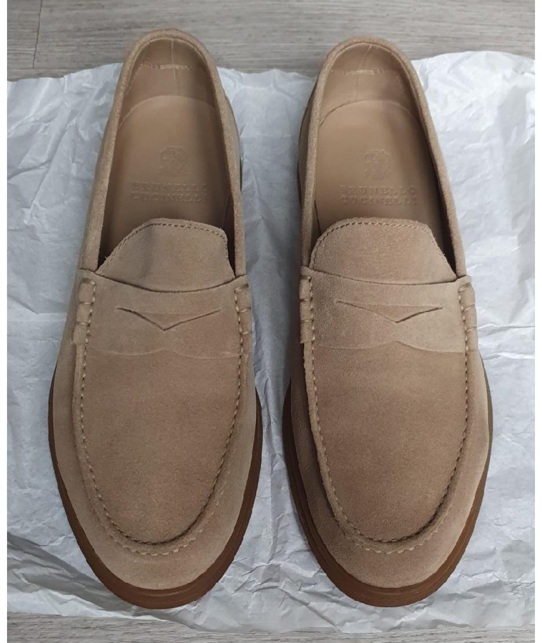 BRUNELLO CUCINELLI Бежевые замшевые лоферы, фото 2