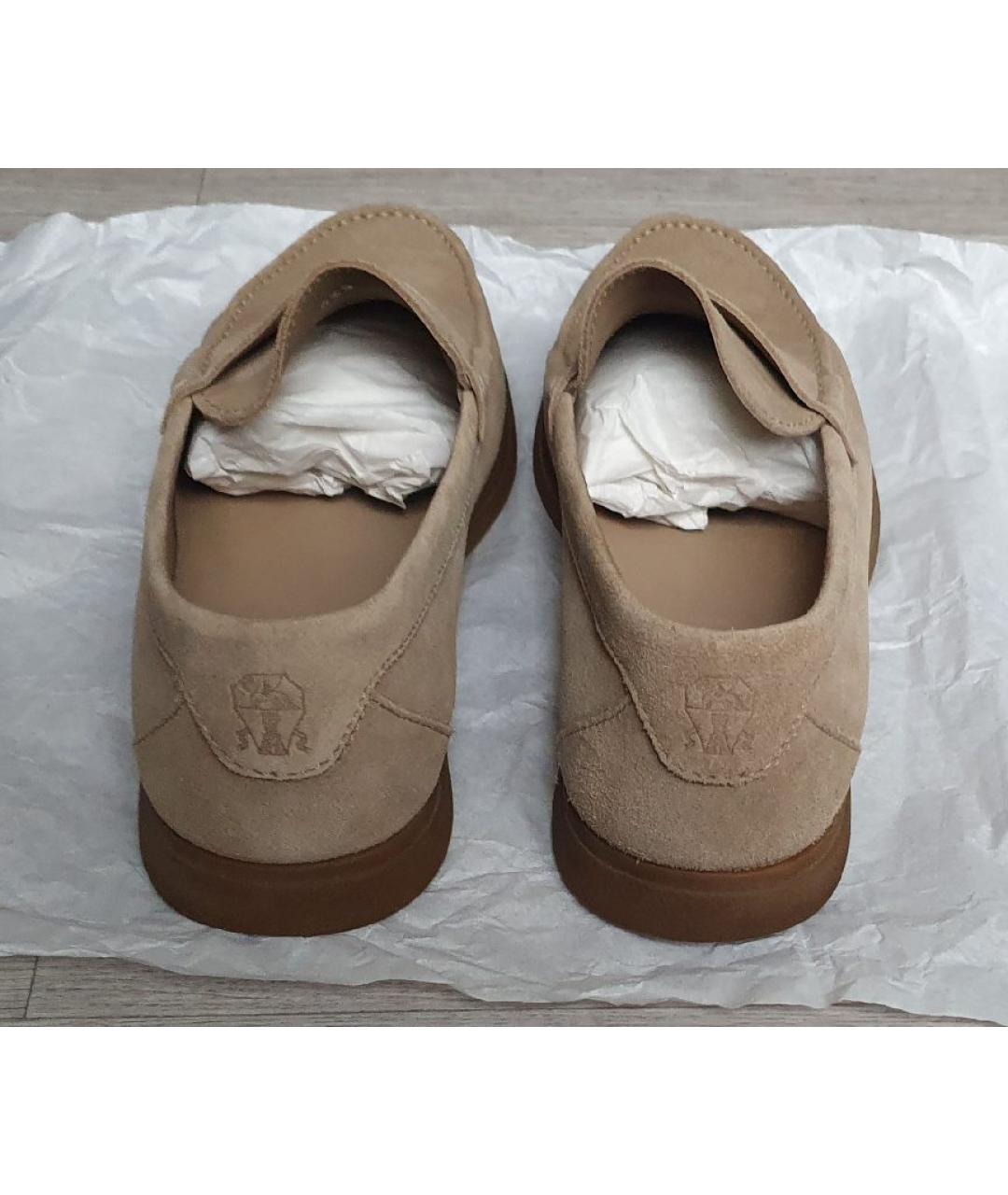 BRUNELLO CUCINELLI Бежевые замшевые лоферы, фото 3