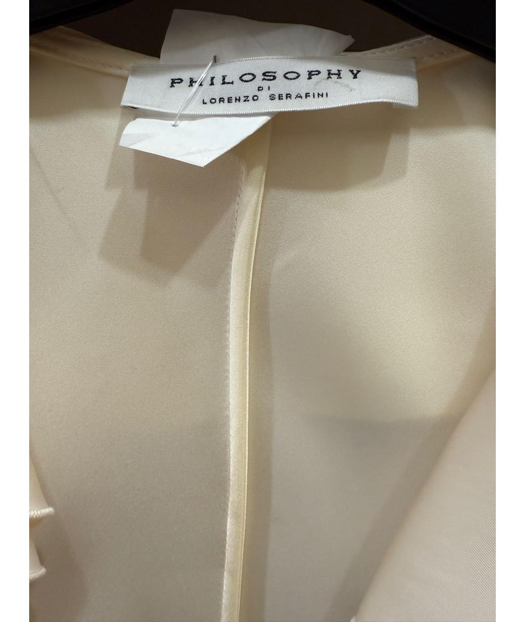 PHILOSOPHY DI LORENZO SERAFINI Белое вискозное вечернее платье, фото 4