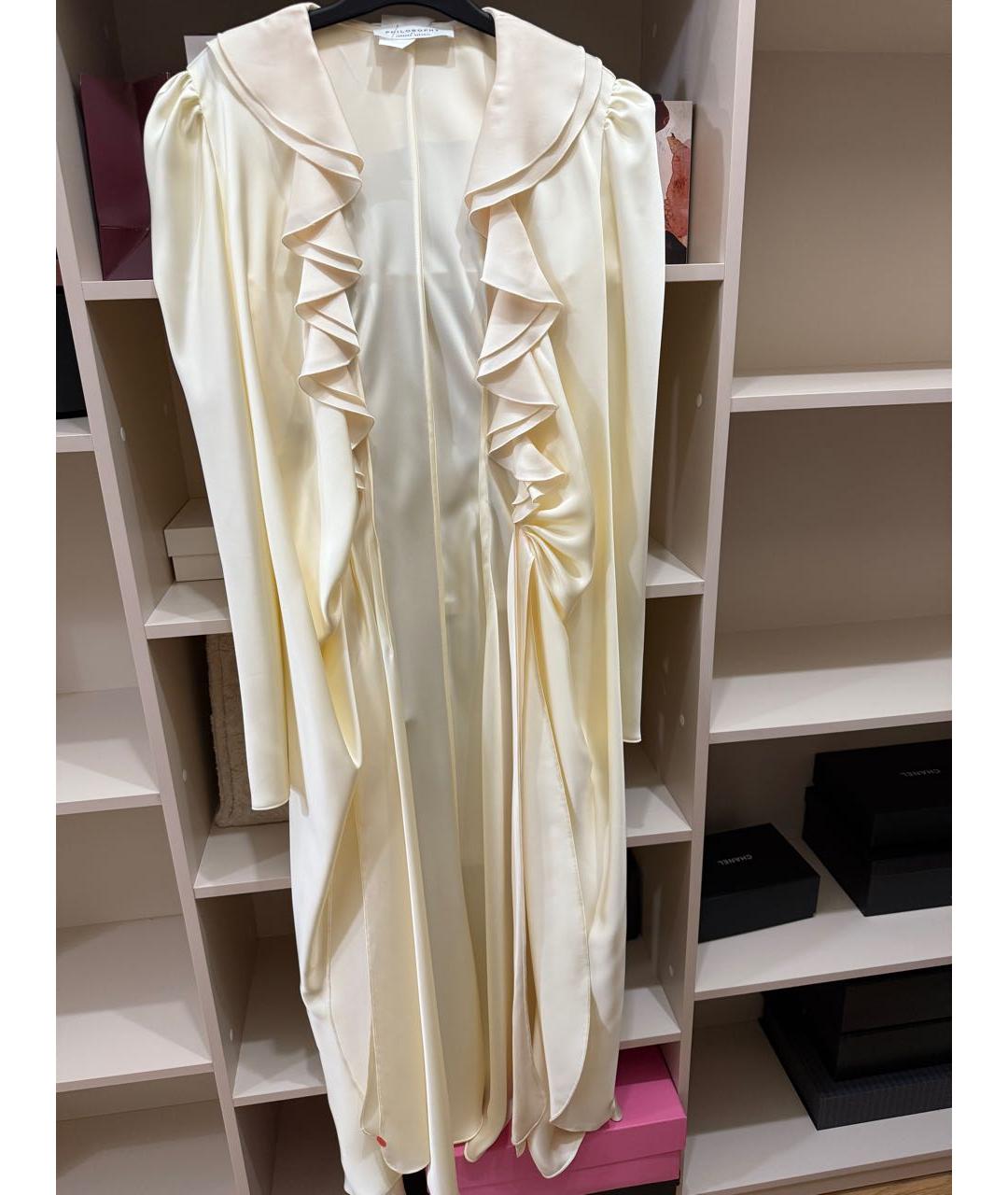 PHILOSOPHY DI LORENZO SERAFINI Белое вискозное вечернее платье, фото 2