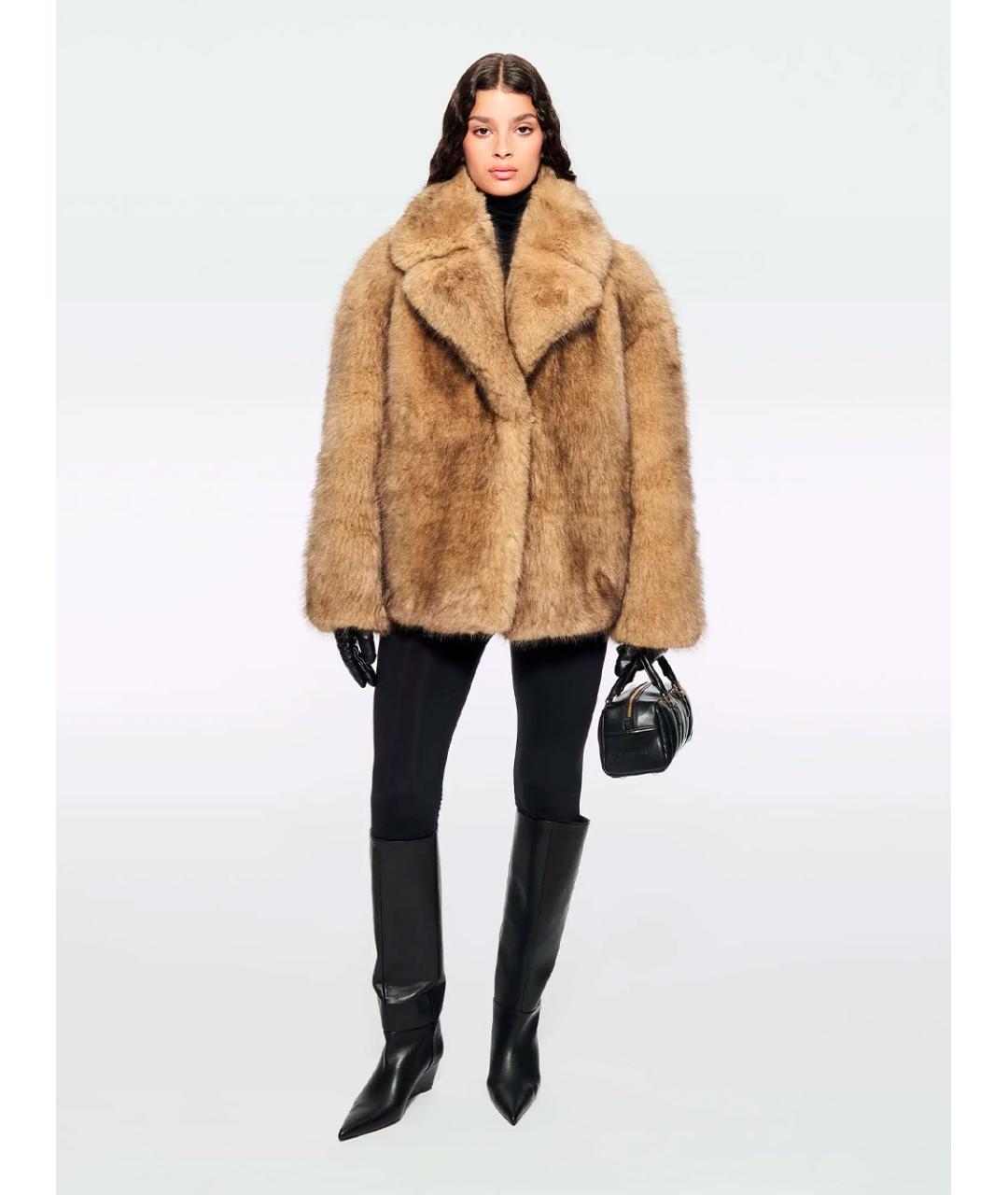 STAND STUDIO Бежевая полиэстеровая шуба, фото 2