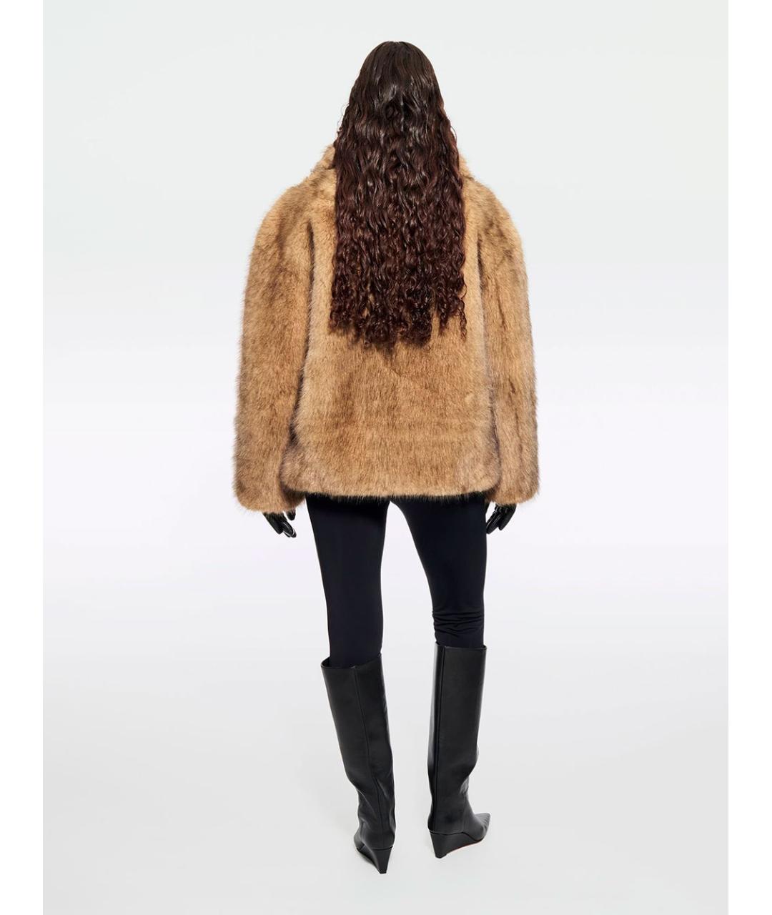 STAND STUDIO Бежевая полиэстеровая шуба, фото 3