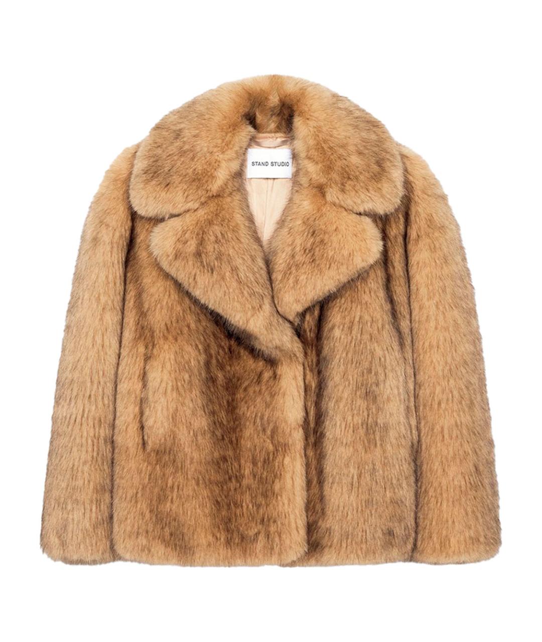 STAND STUDIO Бежевая полиэстеровая шуба, фото 1