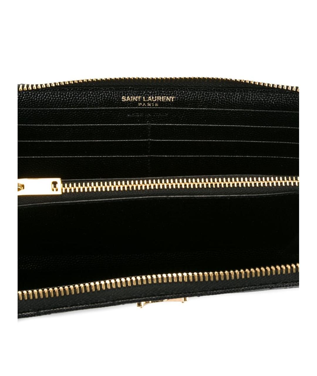 SAINT LAURENT Черный кожаный кошелек, фото 3
