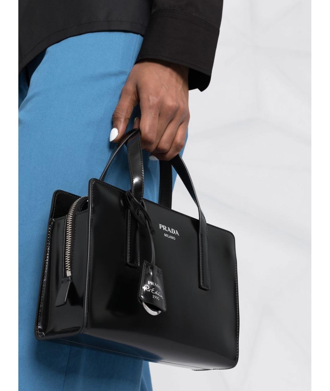 PRADA Черная кожаная сумка тоут, фото 6