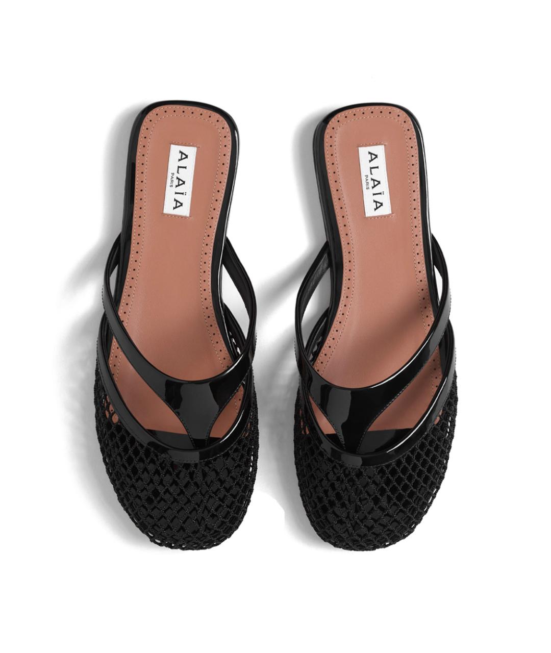ALAIA Черные кожаные шлепанцы, фото 3