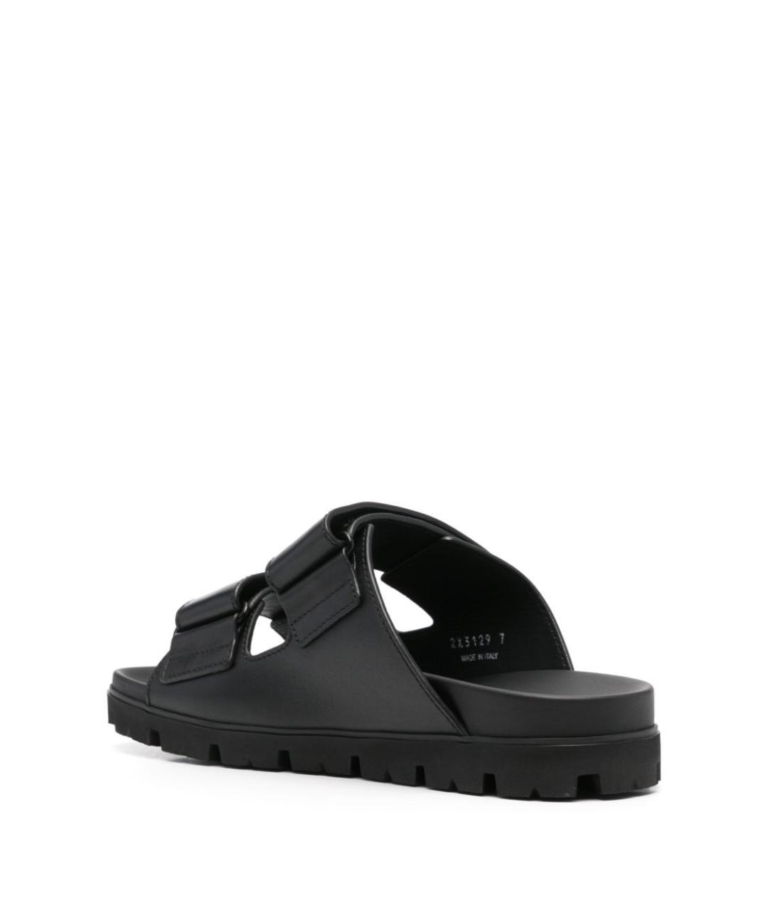 PRADA Черные кожаные шлепанцы, фото 3