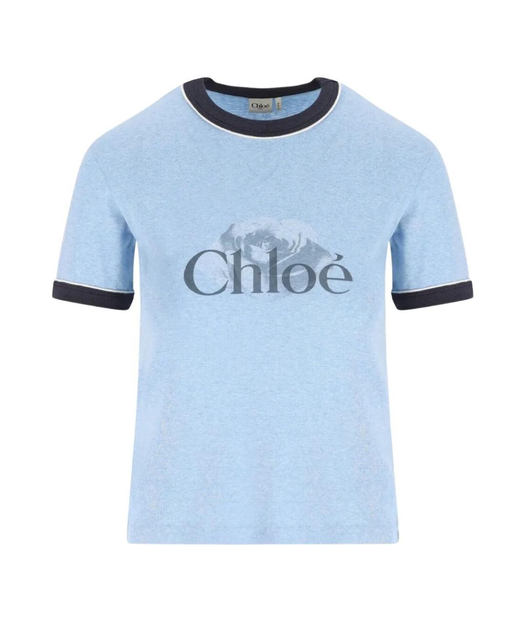 CHLOE Голубая хлопковая футболка, фото 1