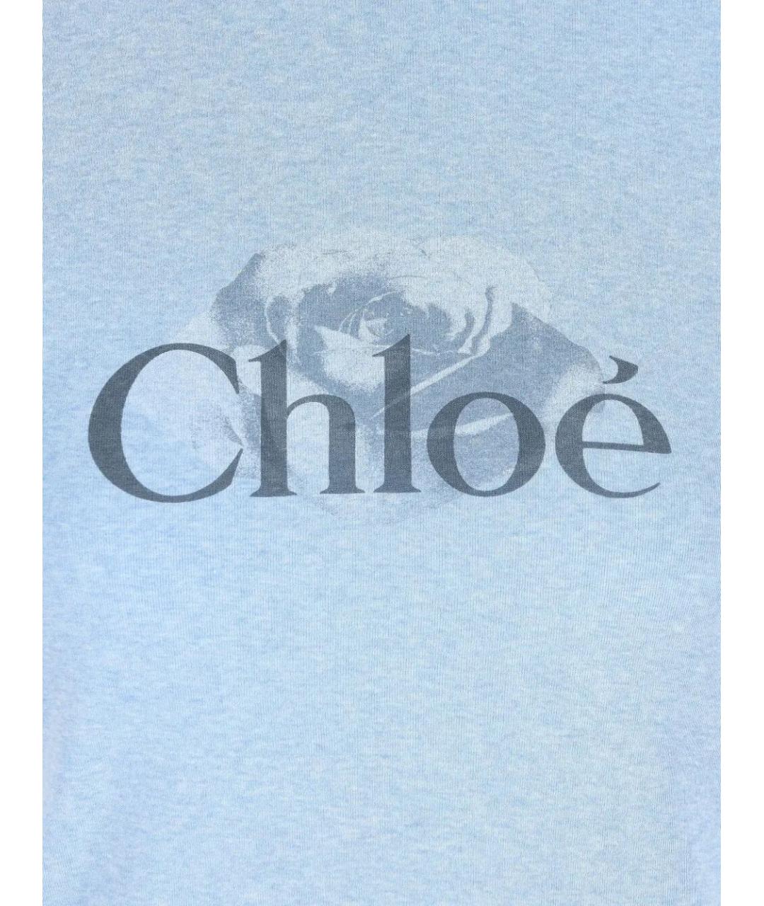 CHLOE Голубая хлопковая футболка, фото 3