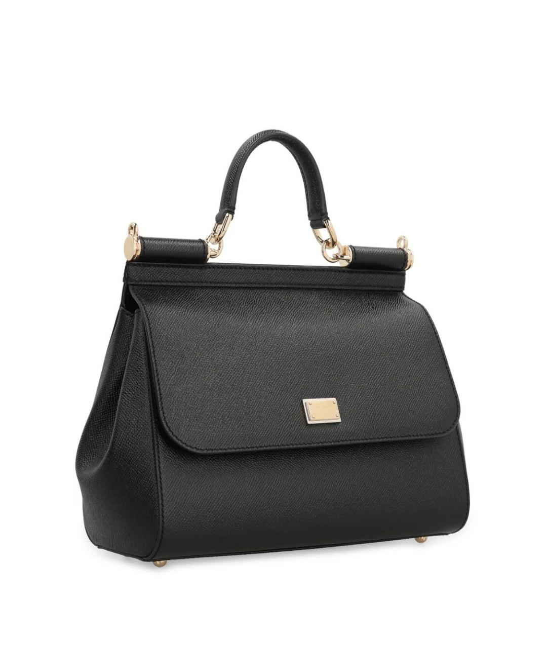 DOLCE&GABBANA Черная кожаная сумка тоут, фото 2